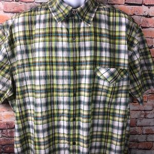 Mens Kuhl Green Plaid Striped Button Down Shirt